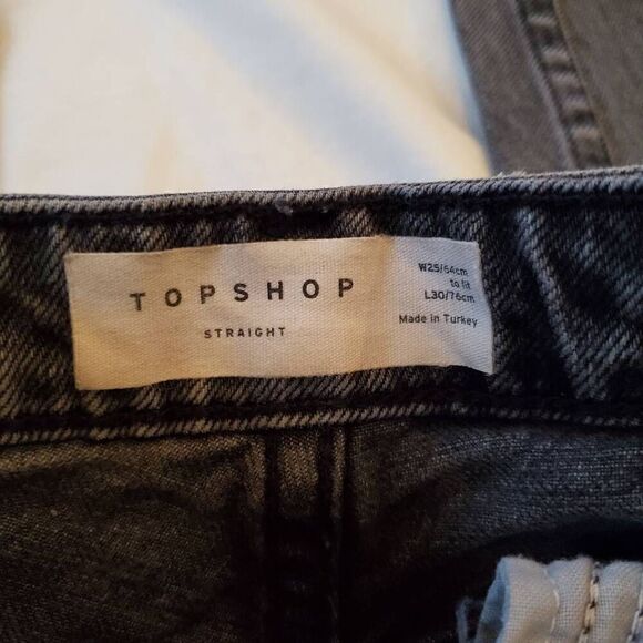 TopShop Gray Straight Leg Distressed Jeans - Size 25 - Picture 9 of 11